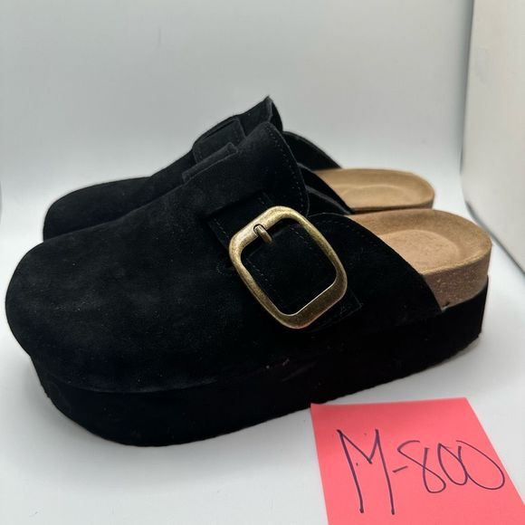 CUSHIONAIRE Women's Genuine Suede Cork Footbed Platform Clog 6 BLACK - Picture 3 of 7